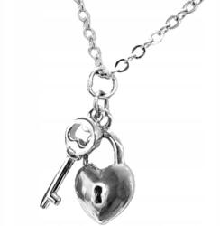 Lovrin Divatos ezüst nyaklánc 925 szív alakú lakattal és kulccsal, láncon ajándék (Lovrin108417)
