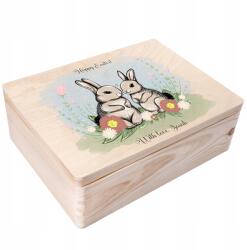 Creative Deco Húsvéti fadoboz az Ön kívánságaival ajándék gyerekeknek 40x30 (JANCDSD140BCUSTOMTWOBUNNYBOXFBM)