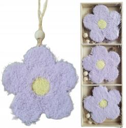  Dekorációs Medál Szett 6 db-os Fa Tavaszi Lila Virágok (120546)