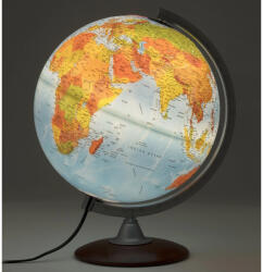 Tecnodidattica TATTILE világító földgömb 30 cm - MAGYAR NYELVŰ - domborított felszínű, 3D-s földgömb dombor duó - fatalpas