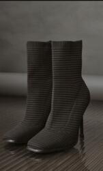  Fekete Klasszikus Bakancs Texturált Sarok Magassarkú Prettylittlething 41-ES (CNA3751)