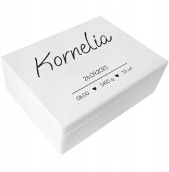 Creative Deco Emlékdoboz gyermeknek, mérföldkő ajándék, első születésnap, születés, gravírozott, 40x30 cm (JANCDSD140BCUSTOMHEARTSIMPLEFBM-W)