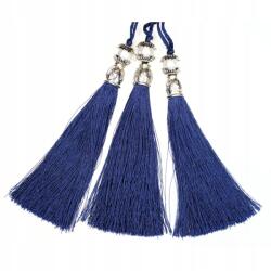 Gipiurowo Ezüst színű gyöngy és gyöngy fülbevaló, zafírkék, 12 cm (chwost)