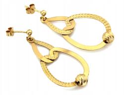 Lovrin Arany fülbevaló 585 14k modern, elemes, csepp formájú, golyós, stifttel