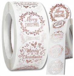  Matricák tekercsen, 500 db, aranyozott, díszített, Diy karácsonyi, Merry Christmas (Naklejki na rolce 500 szt. złocone zdobione)