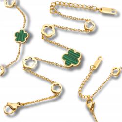  18K arannyal bevont, rozsdamentes acél karkötő zöld virággal celebkarkötő (Pozłacana bransoletka stal chirurgiczna)