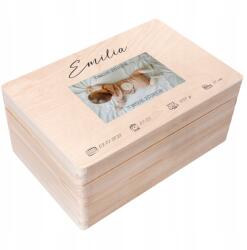 Creative Deco Emlékdoboz baba metrika ajándék születés gravírozás 30x20 (JANCDSD130BCUSTOMPHOTOBMEMFBM)