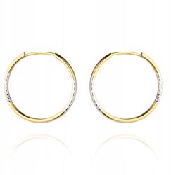 Lovrin Karika fülbevaló 585 részben gyémántozott, kétszínű arany, 2, 4 cm-es, lógós 14K (58957557)