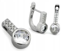 Lovrin Finom, 925-ös ezüst ékszerszett: akasztós fülbevaló és medál cirkónia kövekkel (Lovrin)