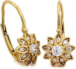 Lovrin Arany fülbevaló 585 női virágos cirkónia kövekkel ajándékba 14k divatos (Lovrin)