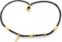 Lovrin Ezüst 925 női karkötő, aranyozott charmokkal, fekete zsinóron (Lovrin)