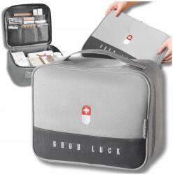  Gyógyszertartó, utazótáska, szürke, 25×20×13, 5cm (Medyczna Apteczka duża na leki lekarstwa)