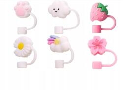  Kiegészítők Pohárhoz Szilikon Szívószáldugók Ajándék Szett 8 db (Bomevarica4543)