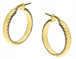 Lovrin Ezüst 925 aranyozott széles karika fülbevaló, díszített, angol kapcsos, ajándék