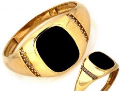 Lovrin Arany pecsétgyűrű 585 14kt ovális cirkóniákkal és fekete zománccal 3.32g ajándékba (Lovrin)