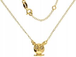 Lovrin Ezüstözött, aranyozott 925-ös ezüst nyaklánc bagoly cirkónia kövekkel, elegáns, divatos ajándék (Lovrin 53117)