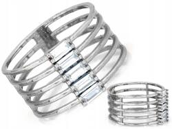 Lovrin Széles, ezüst 925 gyűrű fehér cirkónia kövekkel, r14-es méret, ajándékba, 2.91g