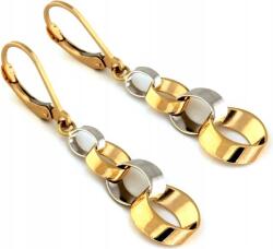 Lovrin Arany fülbevaló 375 kétszínű, lógó karika, angol kapcsos, 9k