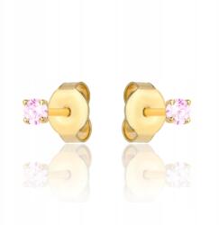 Lovrin 585 arany fülbevaló rózsaszín cirkóniával súlya 0.59g (58716189)