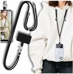 Nyakpánt telefonhoz, kulcsokhoz, szalag, kulcstartó, fekete, hosszú szíj