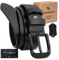 Tressari fekete férfi bőr Öv , elegáns nadrág, 100% természetes bőr (TRESSARI męski pasek do jeansów spodni 115 cm)