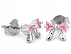 Lovrin 925-ös ezüst fülbevaló rózsaszín cirkónia masnikkal, stekkeres, 1, 20g (62435878)