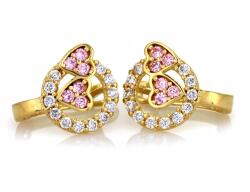 Lovrin Gyermek fülbevaló 585 14k arany 1.40g rózsaszín cirkónia köves szívekkel (43798223)