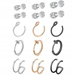 Fülbevaló, orrkarika, ajakpiercing szett, nem kell hozzá lyuk, golyós, 15 darab (Bomevarica1425633)