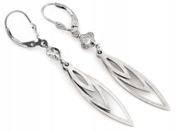 Lovrin Ezüst 925 függő fülbevaló, elegáns, hosszú csepp alakú, 3.50g, elegáns mintával
