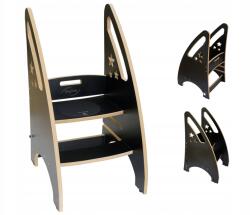 Skyline Konyhai Segítő fekete fa emelvény lépcső 81cm Gyerekeknek 2 az 1-ben Pl (NA-C1WB-YAAT)