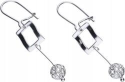 Lovrin 925-ös ezüst fülbevaló, lógós, áttört mintás gömbökkel, modern női design (Lovrin 46865)