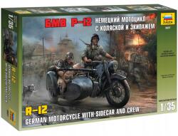 Zvezda Makett Készlet katonai 3607 Német II. világháborús R12 oldalkocsis motorkerékpár személyzettel (1: 35) (--)
