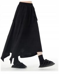  Aszimmetrikus, bő szabású szoknya fekete színben - Y2K stílus, zsebekkel, művészi (KMEC39)