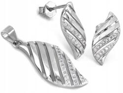 Lovrin Ezüst ékszerszett 925-ös fülbevaló stekkeres és medál áttört mintával ajándék (1195)