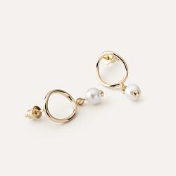 Giorre Szabálytalan kör fülbevaló lógó gyönggyel, 925 ezüst, arany bevonattal (5905804383364)