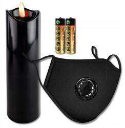 Cortina Led Mécsesbetét Elemre Védőmaszk (Zestaw świeca LED znicz czarny i latarka)
