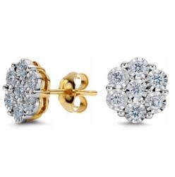 Lovrin Arany fülbevaló 585 Virágocskák Gyémántokkal 1, 40g divatos minta ajándék 14k (LOVRIN 63117)