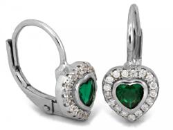 Lovrin Ezüst, kapcsos fülbevaló szívekkel, 925-ös, 2, 51g, cirkónia kövekkel díszítve ajándék (Lovrin)