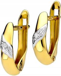 Lovrin Arany fülbevaló 585-ös finomságú, briliáns csiszolású gyémántokkal, modern design, 14 karátos (Jubiler Lovrin)