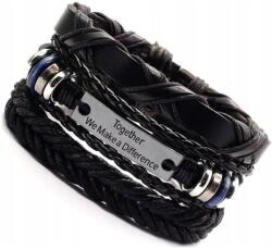 EdiBazzar Fekete bőr karkötő szett, punk rock stílusban (B122)