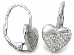 Lovrin Ezüst fülbevaló angol kapcsos szív alakú cirkónia kövekkel, 925-ös finomságú, súlya 2, 20g (62119370)