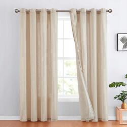  Topick Függöny Nappaliba Fémkarikákkal 130x245 cm Bézs Színű Csíkos 1 Darab (B0BZ4M7GVD)