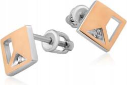 Lovrin Ezüst fülbevaló 925 Négyzetek Arany Lemezzel, kétszínű, ajándékba (60826808)