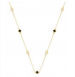 Lovrin 585-ös arany nyaklánc fekete köves és fehér zománcos lóherékkel (61111894)