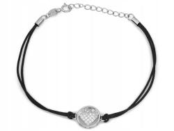 Lovrin Ezüst 925 karkötő cirkónia szívecskével, zsinóron, 1.46g, 20-as méret (60277349)