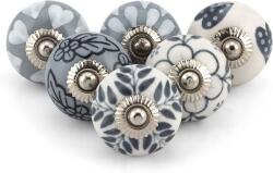 Kerámia Gombok Fehér-szürke 12 Db Fiókhoz Szekrényhez Komódhoz Szett (GDN29OW)