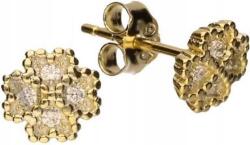 Lovrin 925-ös ezüst, aranyozott lóhere fülbevaló cirkónia kövekkel, női, ajándéknak (Lovrin 47104)