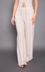 Prettylittlething Bézs Texturált Egyenes Gumis Derekú Nadrág Prettylittlething 34