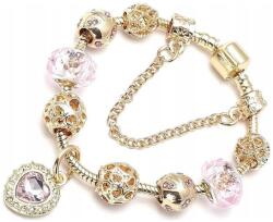  Moduláris karkötő szett nőknek, charmokkal, gyöngyökkel, arany színű, szív alakú, boho stílusú (F134)