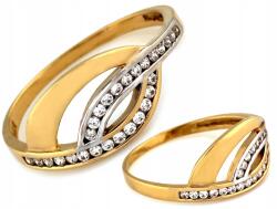 Lovrin Arany gyűrű 375 9 karátos, kétszínű arany, cirkónia kövekkel átszőve, 1.98g